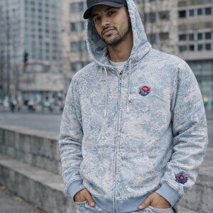 Mens Jaquard Zip Up Hoodie Jacket